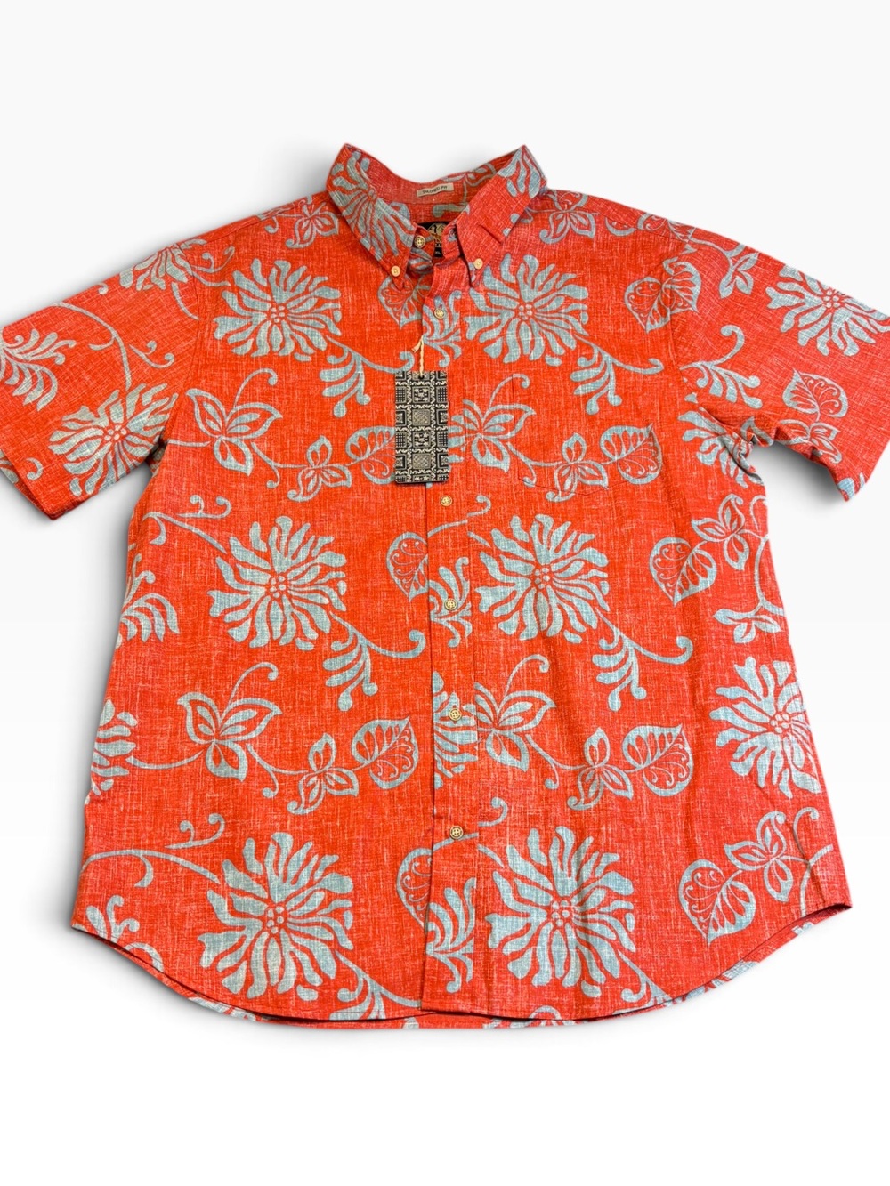 NWT Reyn Spooner Nane'a Hawaiian Aloha Shirt Coral XXL Tailored Fit